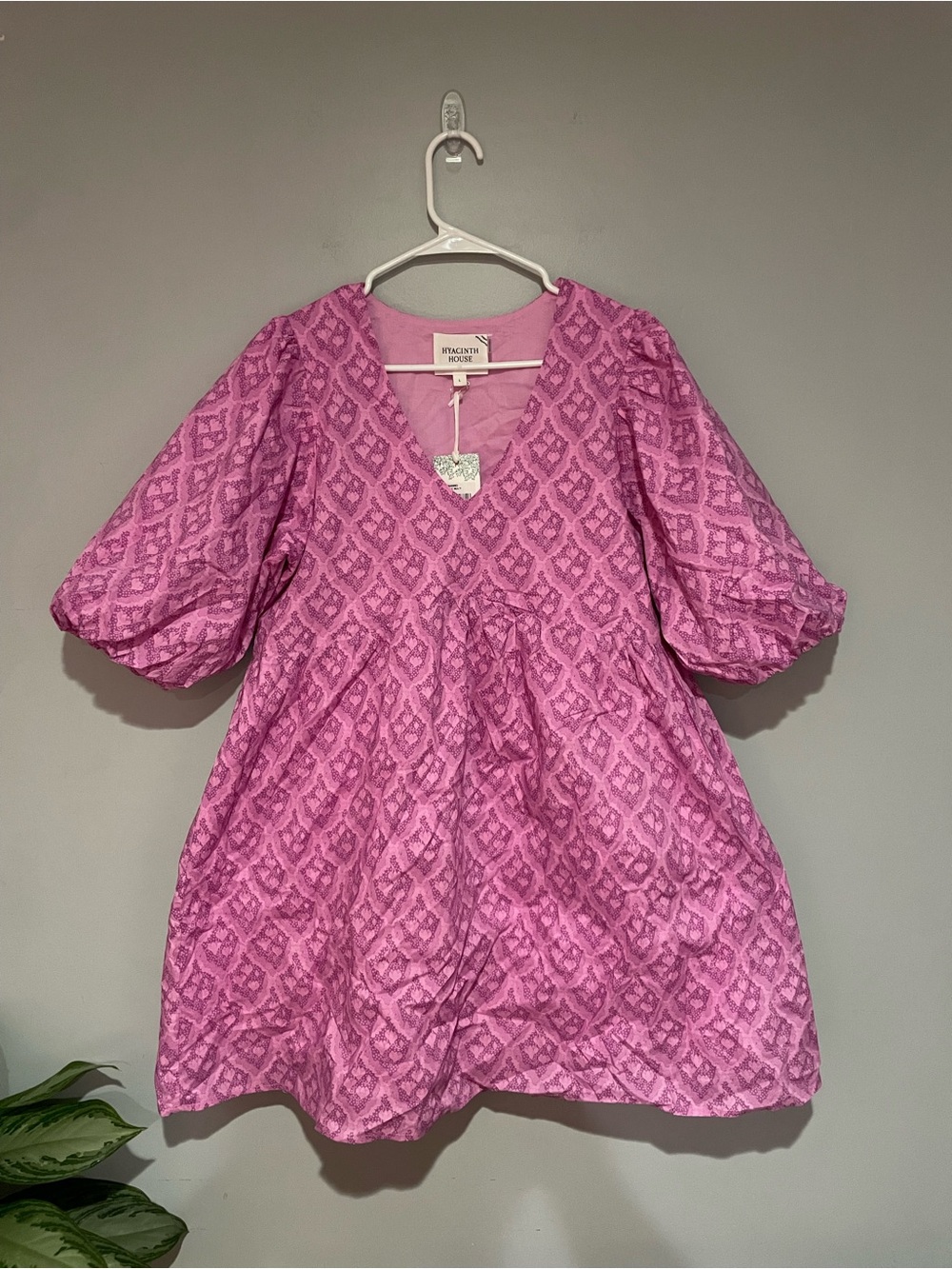 Tuckernuck - Hyacinth House- Pink Puff-Sleeve Floral Mini Dress